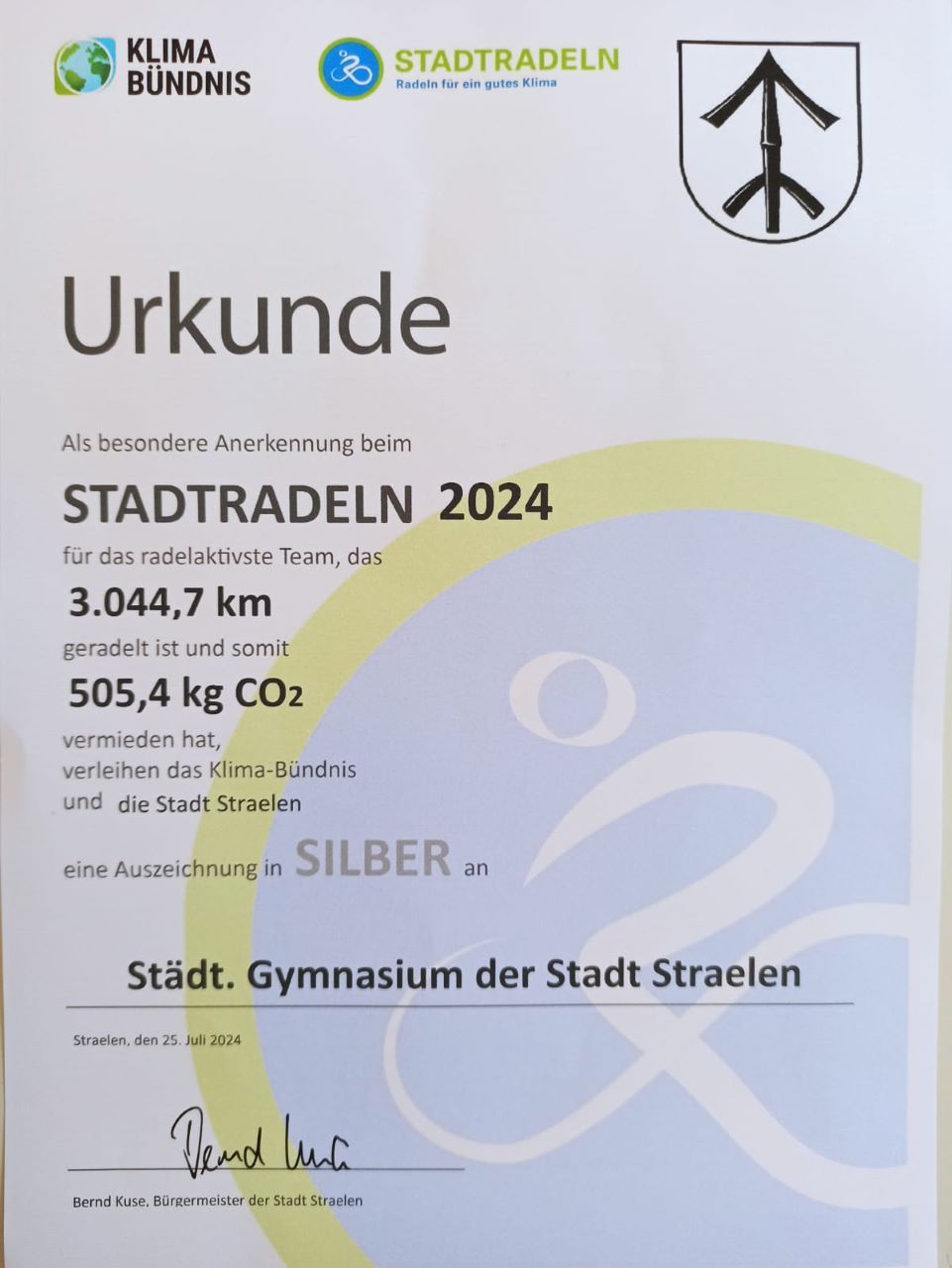 Urkunde Stadtradeln