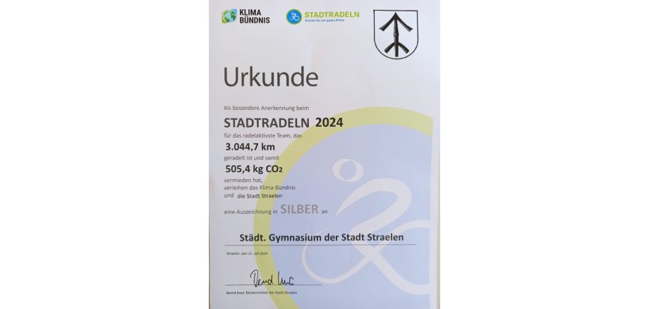 Urkunde Stadtradeln